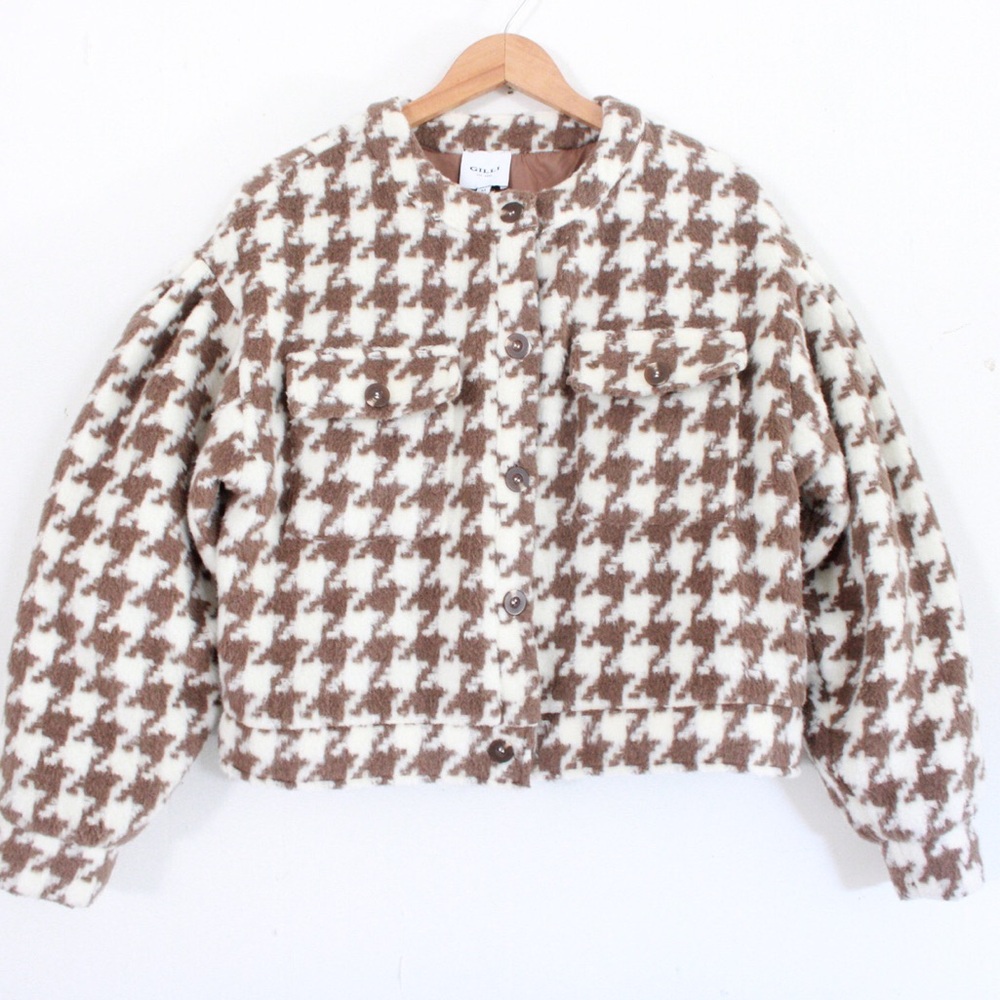 Gilli Houndstooth Shacket Brown - image 2